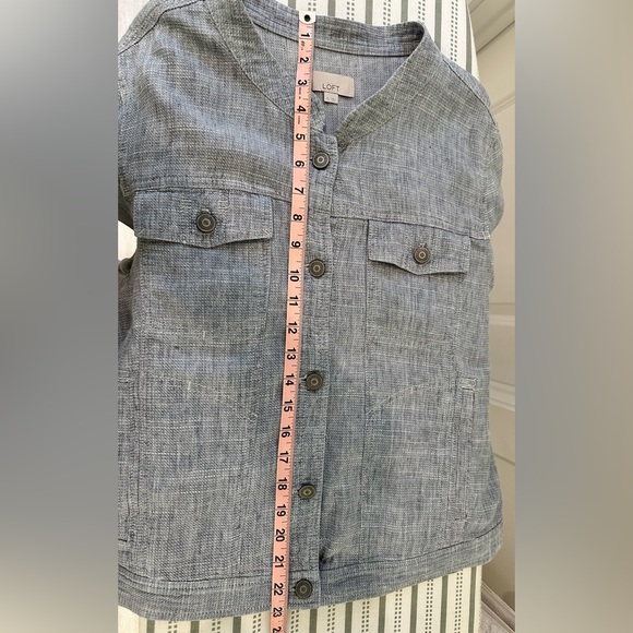 Jean jacket style Loft linen and cotton jacket with wide 3/4 sleeves. Size XL. - Picture 5 of 7